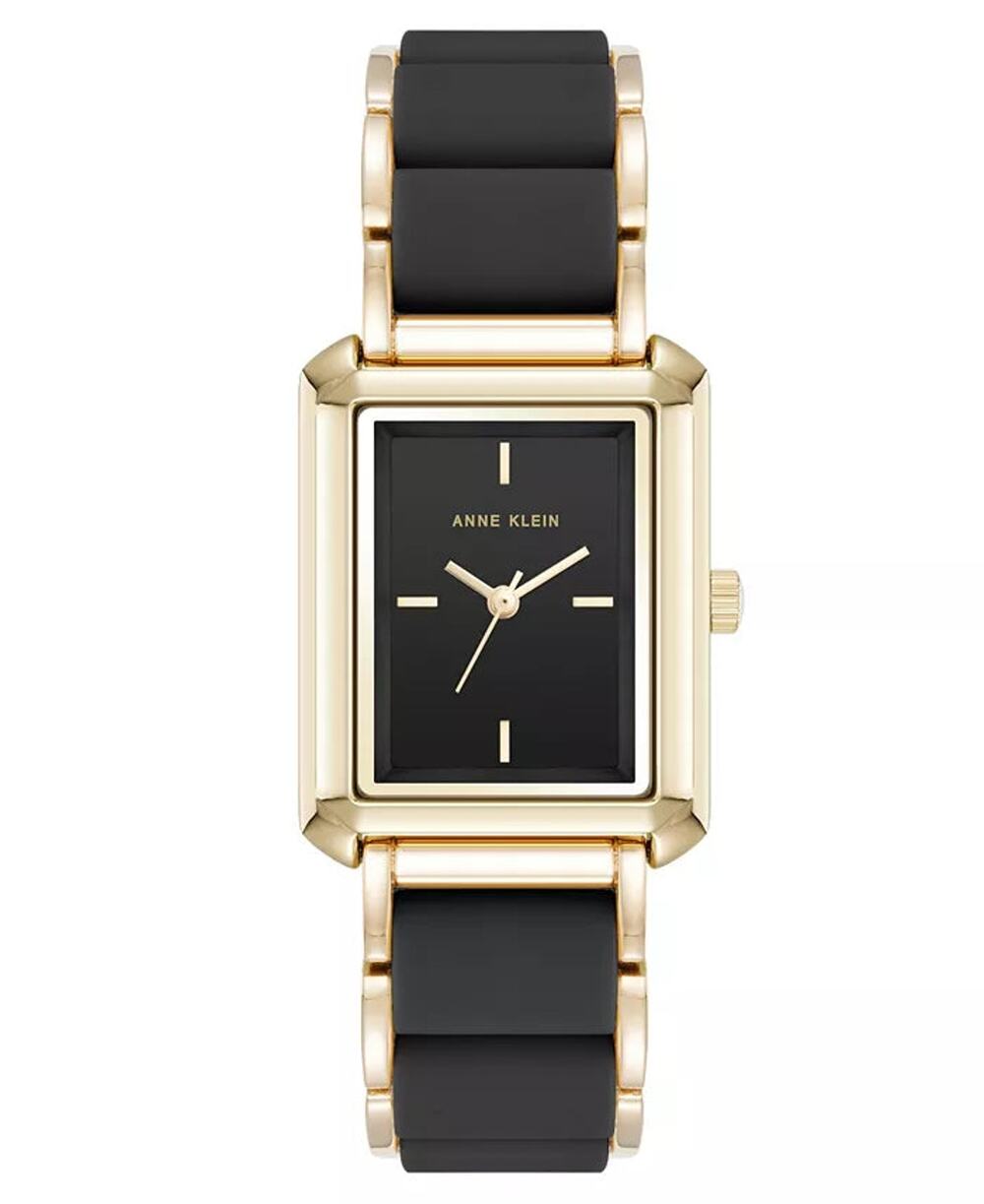 Anne Klein AK-5278 Rectangular Gold Tone Black Dial Watch Womens